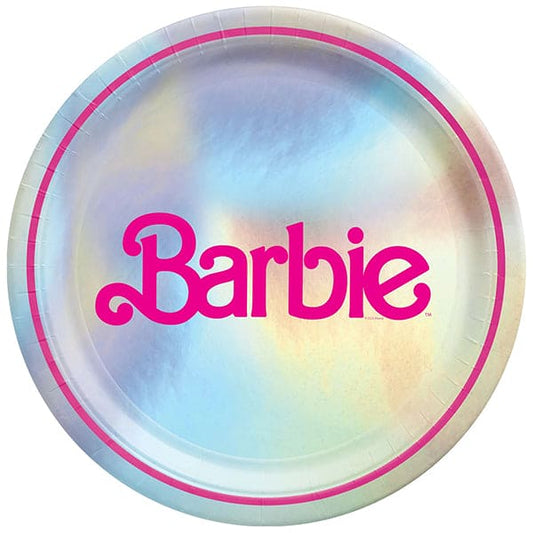 Malibu Barbie 9in Round Metallic Dinner Paper Plates 8ct