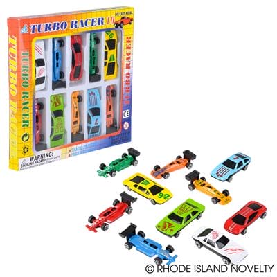 10 Piece Diecast Racing 2.75in Cars Toy Set