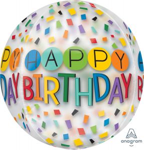 Orbz 16in Happy Birthday Rainbow Confetti Balloon