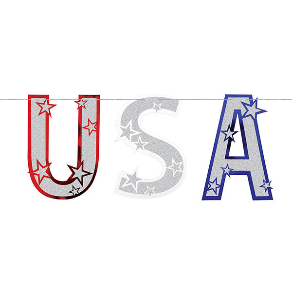 Glittered USA Streamer Banner