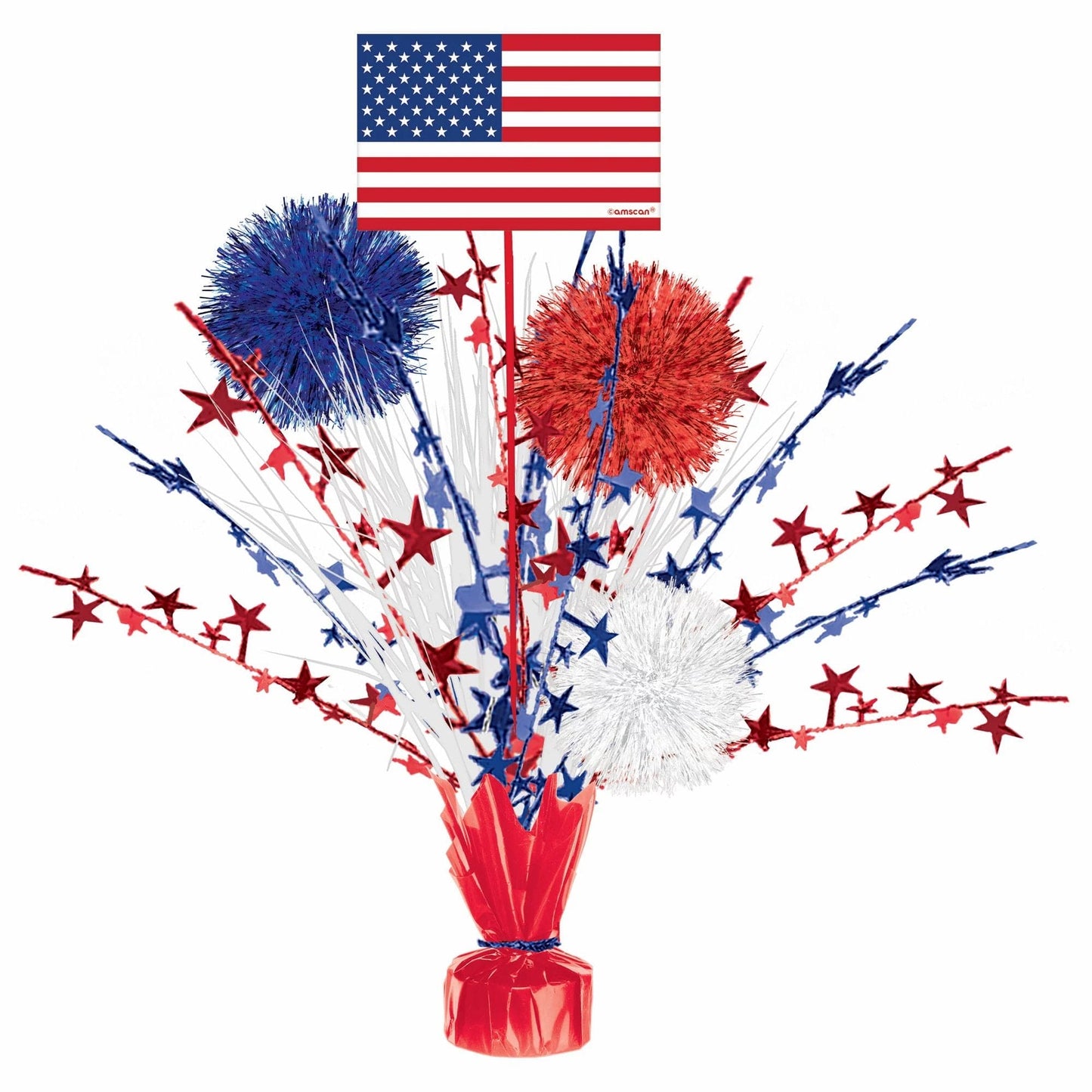 Patriotic Burst Tinsel Centerpiece - Multicolor