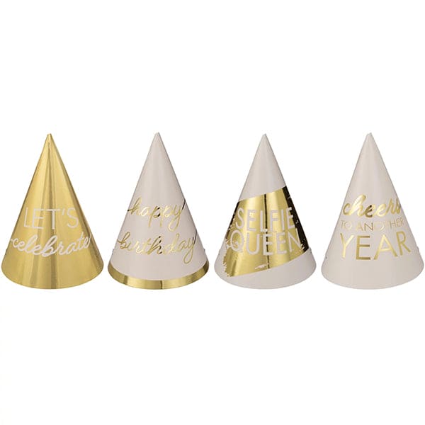 Golden Age Birthday Mini Foil Cone Hats 12pcs