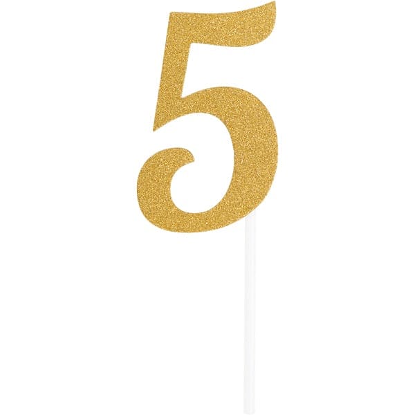 Cake Topper Gold Number 5
