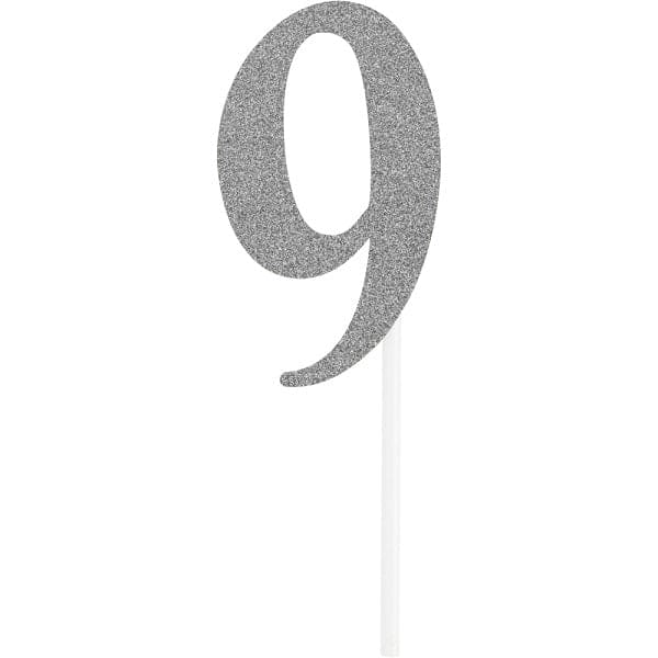 Cake Topper Silver Number 9