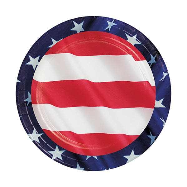 Stars and Stripes 7in Round Luncheon Paper Plates 8ct