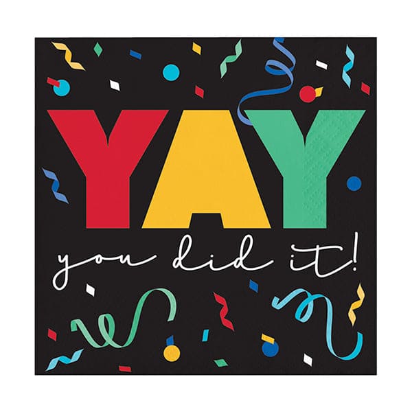 Grad Cap Toss "Yay you Did It" Beverage Napkins 16ct