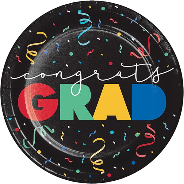 Grad Cap Toss 9in Round Dinner Paper Plates 8ct