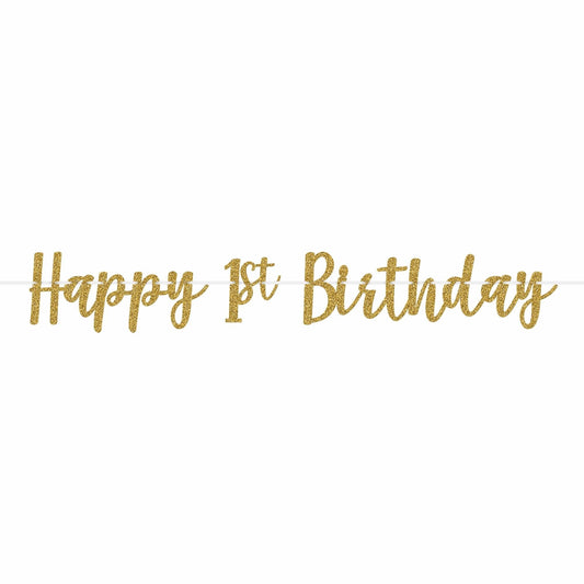 1st Birthday Glitter Ribbon Letter Banner