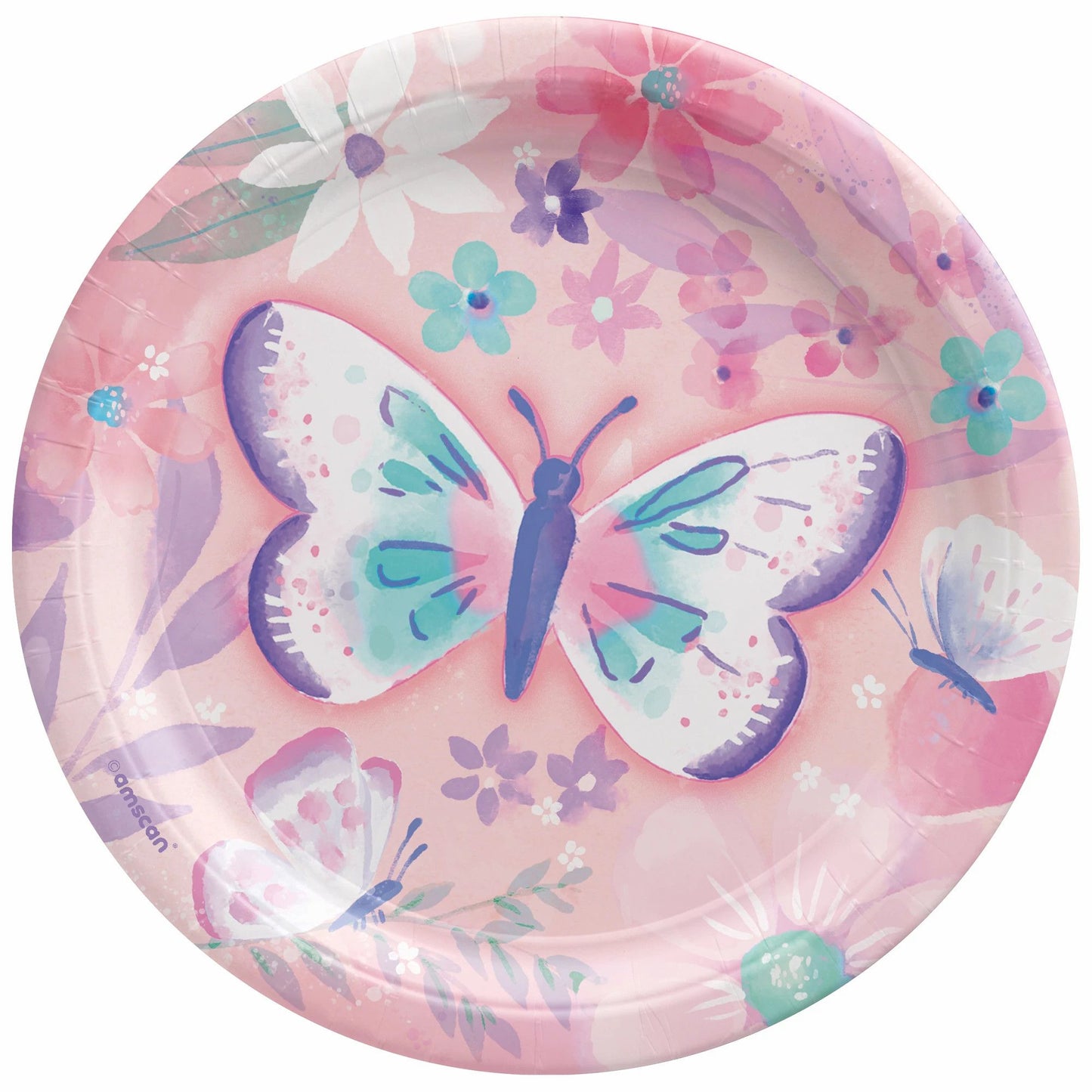Flutter Butterfly 7in Round Luncheon Paper Plates 8ct