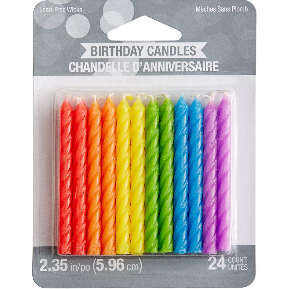 Rainbow Spiral Coloful Candle Set 24ct