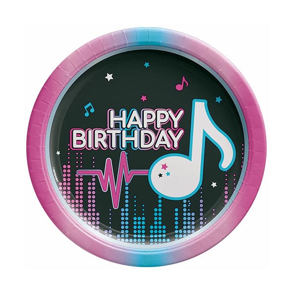 Internet Famous Viral " Happy Birthday" Music Note 7in Round Luncheon Paper Plates 8ct