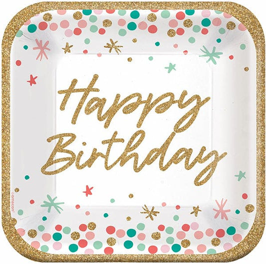Wish Big Birthday 9in Square Dinner Paper Plates 18ct