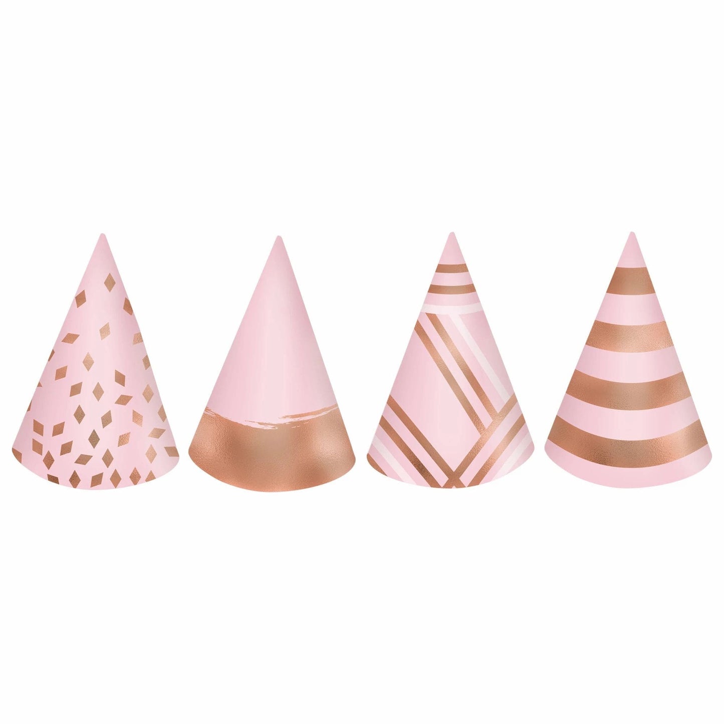 Blush Birthday Mini 4in Paper Cone Hats 12ct