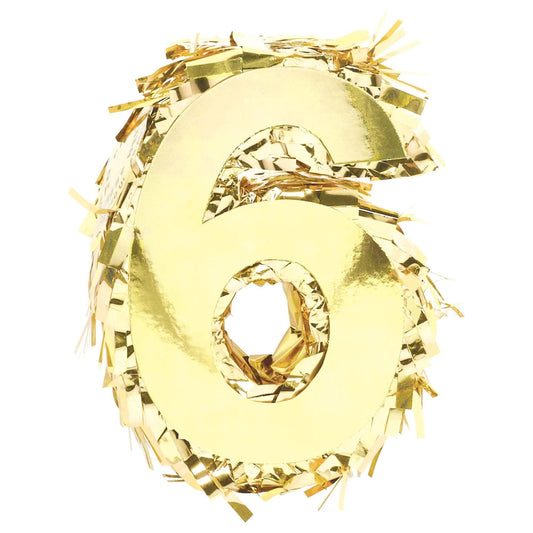 Foil Number #6 Mini Gold Pinata