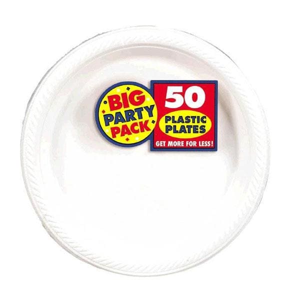 Frosty White Big Party Pack 7in Round Plastic Plates