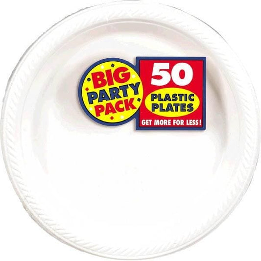 Frosty White Big Party Pack 10.25in Round Banquet Plastic Plates