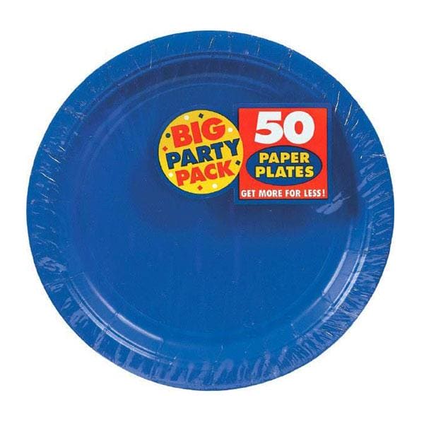 Bright Royal Blue Big Party Pack 7in Round Luncheon Paper Plates