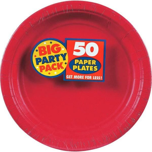 Apple Red Big Party Pack 9in Round Dinner Paper Plates 50 Ct