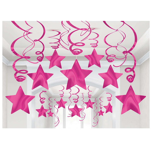 Foil Shooting Stars Mega Value Pack Swirls - Bright Pink 30 Ct