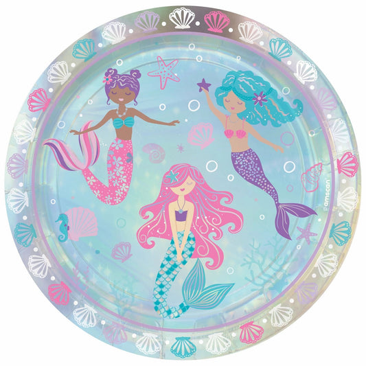 Shimmering Mermaids 9in Iridescent Round Dinner Plates
