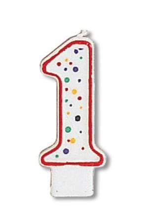 Polka Dot Number 1 Birthday Cake Candle