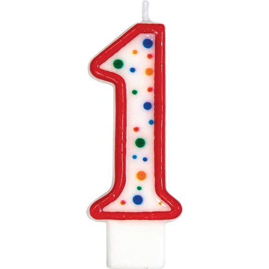 Polka Dot Number 1 Birthday Cake Candle