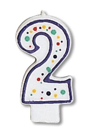 Polka Dot Number 2 Birthday Cake Candle