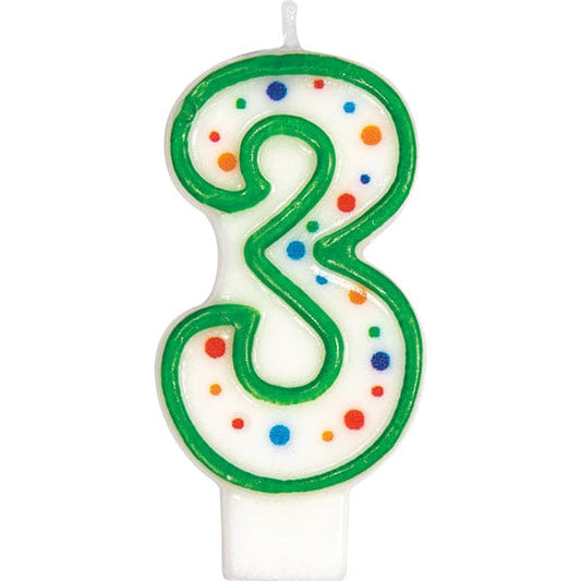 Polka Dot Number 3 Birthday Cake Candle