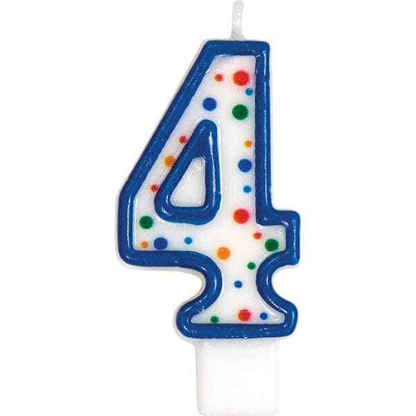 Polka Dot Number 4 Birthday Cake Candle