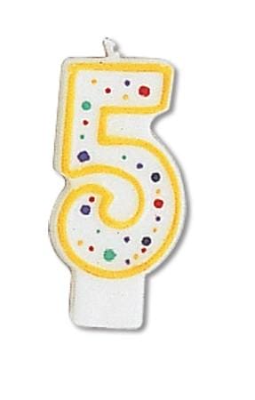Polka Dot Number 5 Birthday Cake Candle