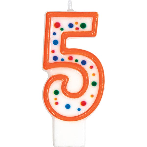 Polka Dot Number 5 Birthday Cake Candle