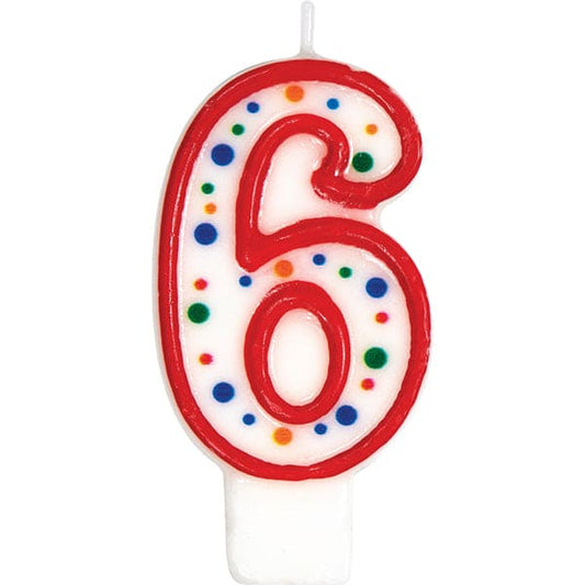 Polka Dot Number 6 Birthday Cake Candle