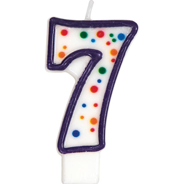 Polka Dot Number 7 Birthday Cake Candle