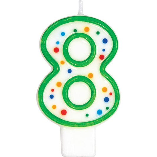 Polka Dot Number 8 Birthday Cake Candle