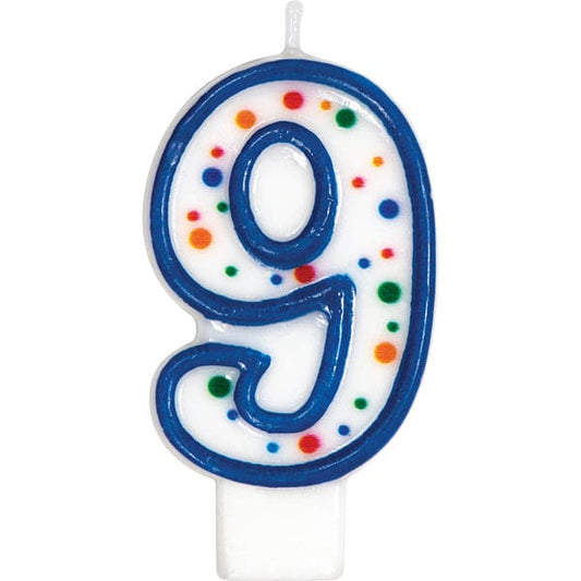 Polka Dot Number 9 Birthday Cake Candle