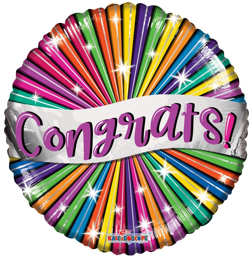 Rainbow Colorful Congrats 18" Mylar Balloon