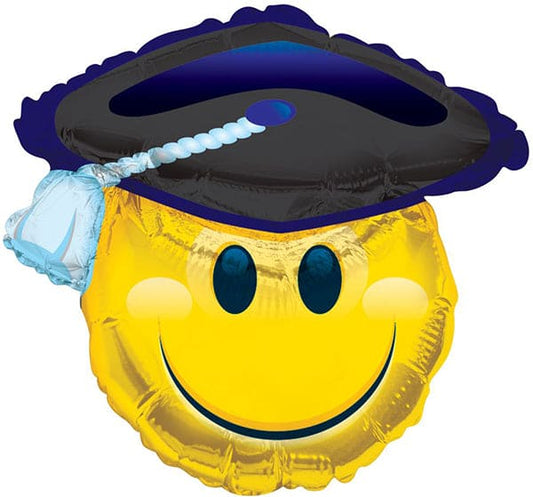 Smiling Smiley Grad 28in Metallic Balloon