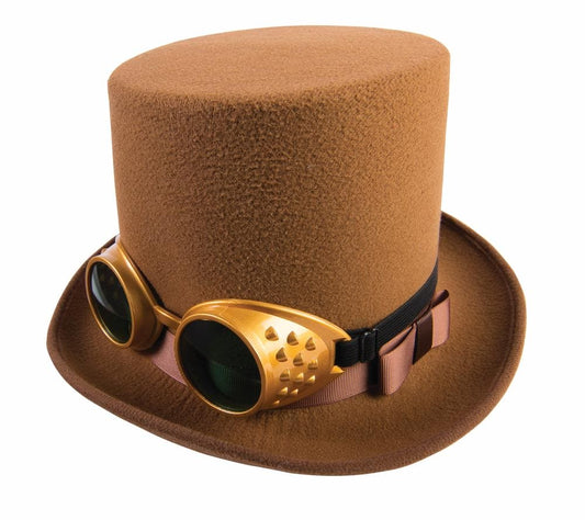 Brown Steam Punk Top Hat with Goggles