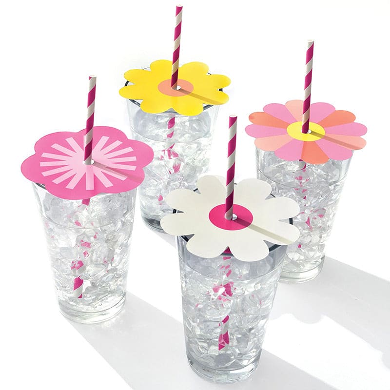 Throwback Summer Drink Toppers with Paper Straws 12ct