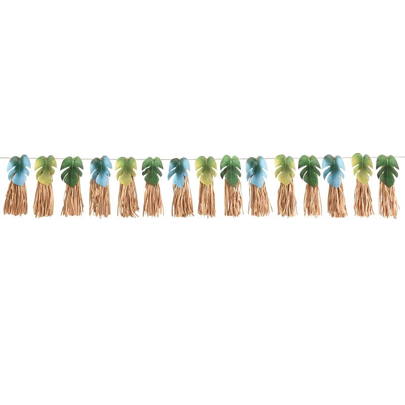 Beach Life 10in x 120in Raffia Garland with Palm Leaves
