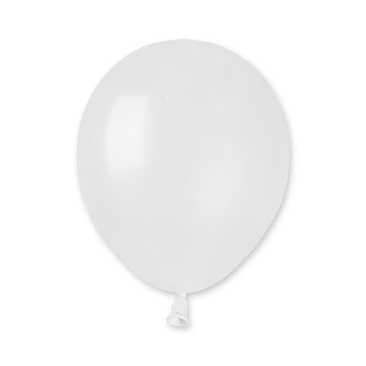 5" Latex Balloon Metallic White (100)