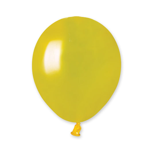 5" Latex Balloon Metallic Yellow (100)