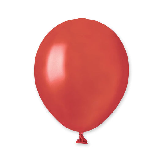 5" Latex Balloon Metallic Red (100)