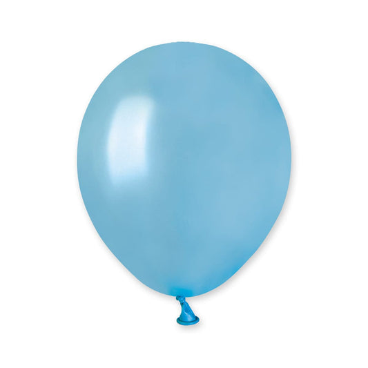 5" Latex Balloon Metallic Light Blue (100)