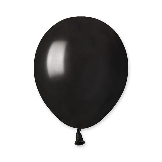 5" Latex Balloon Metallic Black (100)
