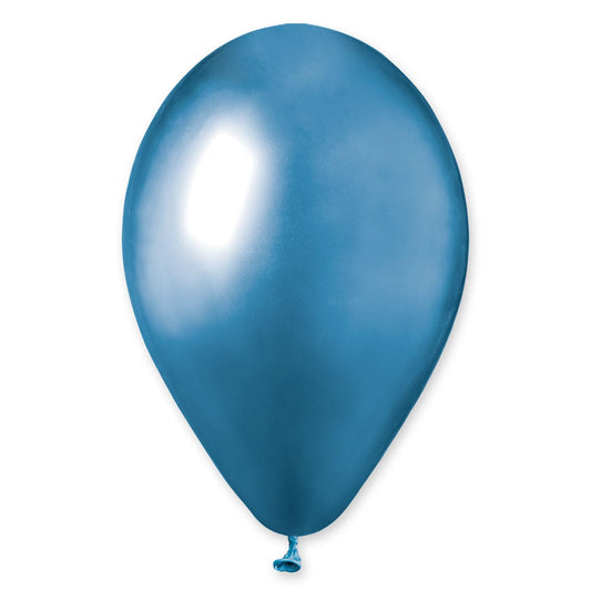 13" Chrome Shiny Latex Balloon Blue 25 Ct