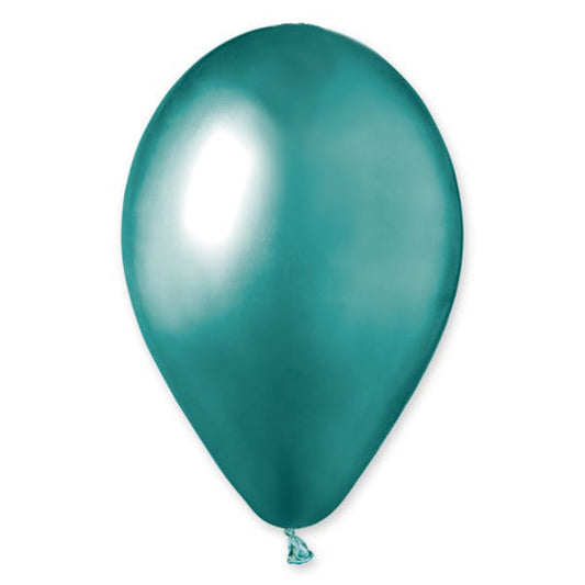 13" Chrome Shiny Latex Balloon Green 25 Ct