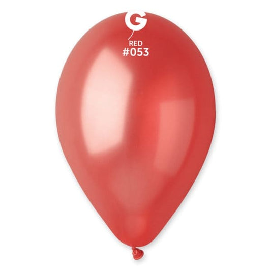 12" Latex Balloon Metallic Red 50 ct