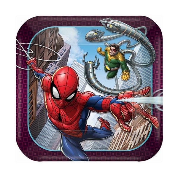 Spiderman Webbed Wonder 7in Square Luncheon Plates 8pcs