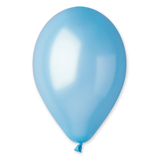 12" Latex Balloon Metallic Light Blue 50 ct